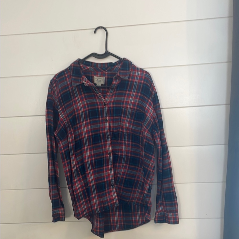 Woman’s Red and Blue Plaid Shirt
